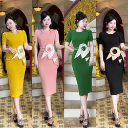Đầm Body Cổ Tròn Tay Lỡ Bông Eo Dự TIệc Dễ Thương