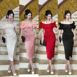 Đầm Body Xếp Ngực Bèo Vai Dự Tiệc Sang Trọng 
