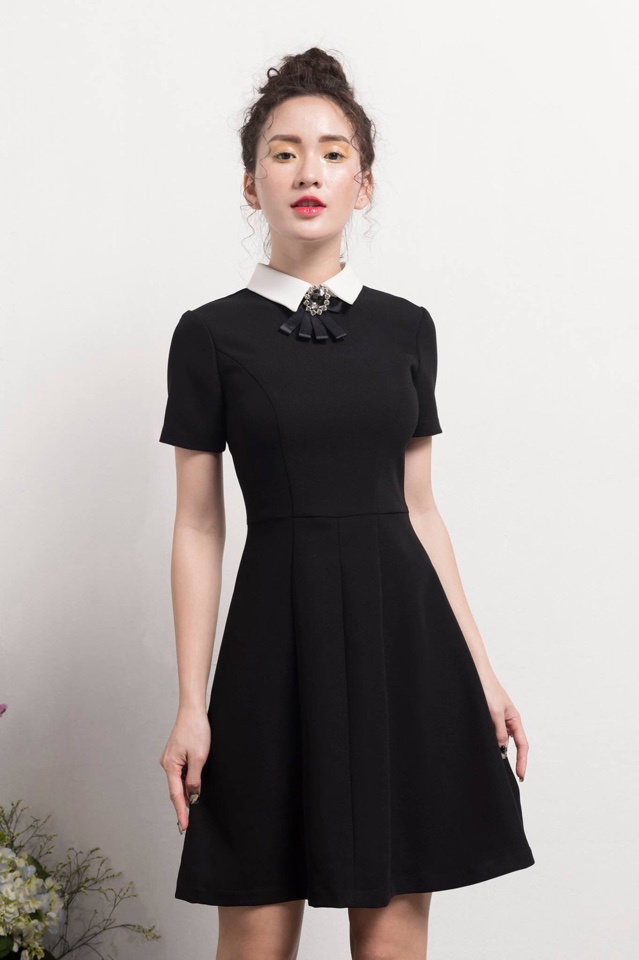 Váy Chữ A Tay Phồng Thiết Kế D046 - Cam Fashion & Design