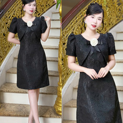 Đầm Chữ A Đắp Ngực Bông Cổ Dịu Dàng