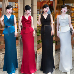 Đầm Dạ Hội Dây Xích Bông Eo Quyến Rũ