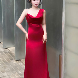 Đầm Dạ Hội Lệch Vai 1 Dây Cườm Sang Trọng