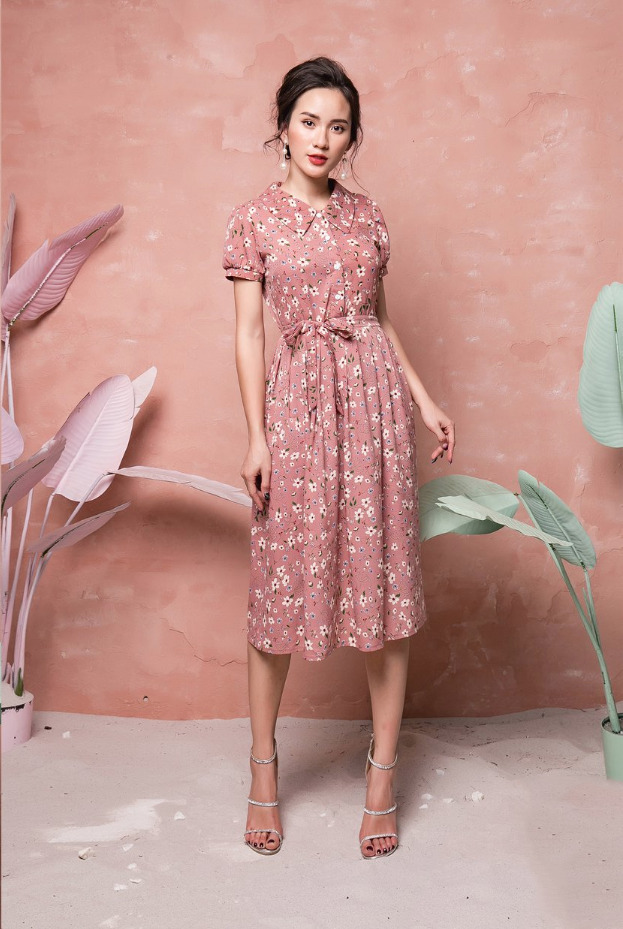 Đầm hoa nhí  đầm vintage  Nomax Thời trang thiết kế
