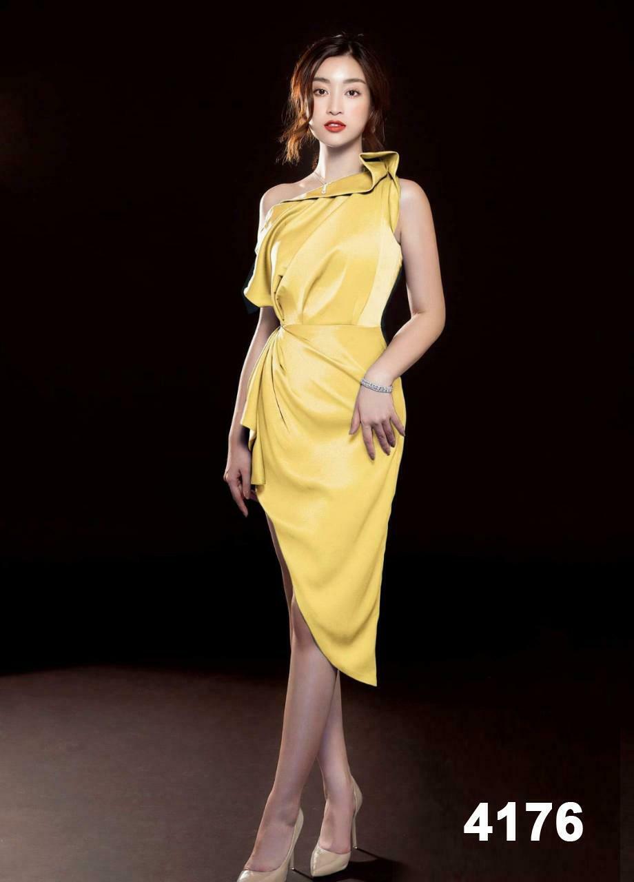 Váy đầm dự tiệc sang trọng trễ vai nơ màu vàng dáng dài Linhnastore   Shopee Việt Nam