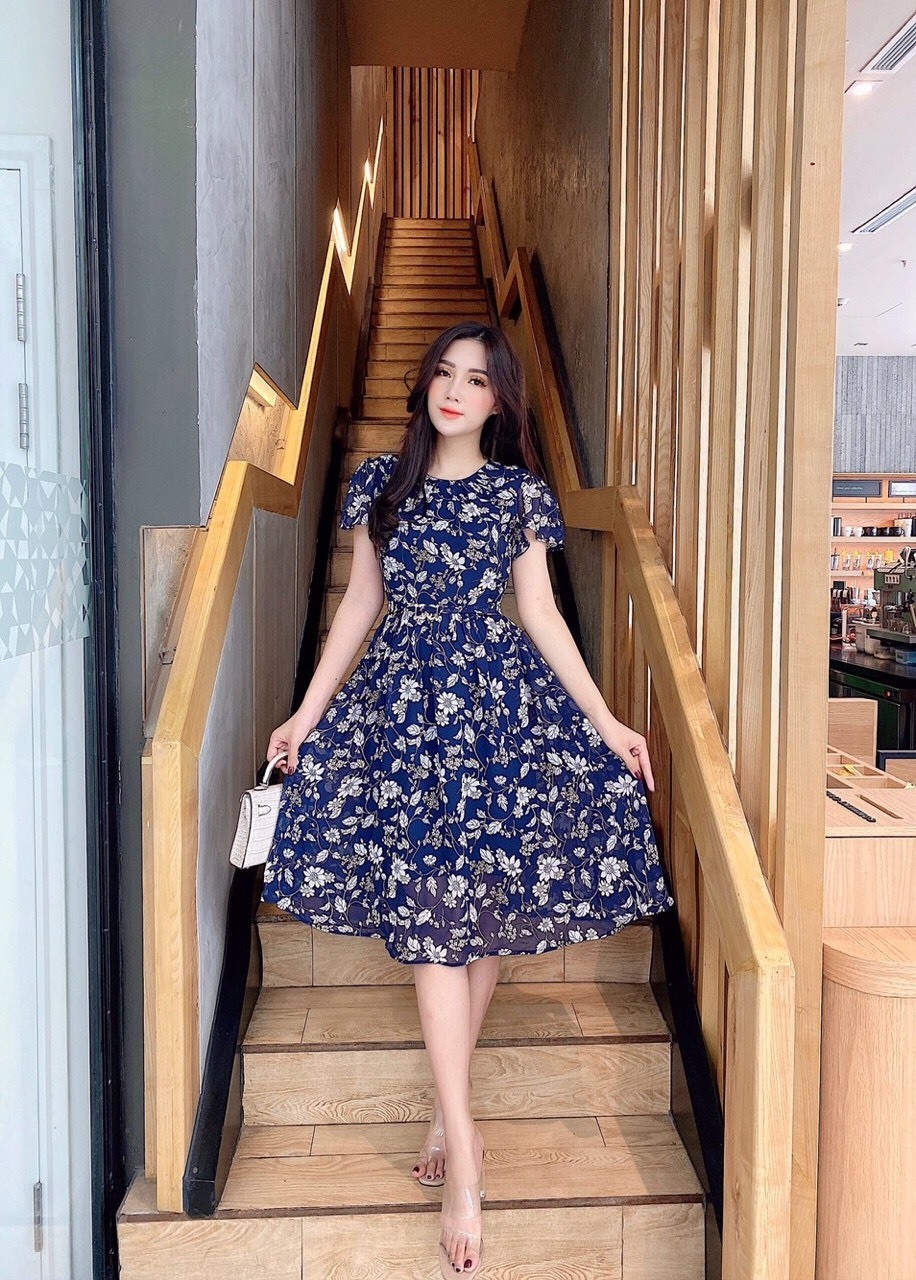 ORDER) Chân váy dài xòe xếp ly hoa nhí Vintage Hàn Quốc - Có ảnh thật |  Lazada.vn