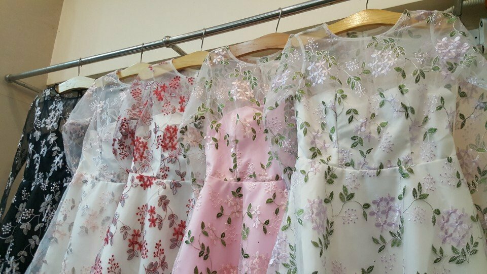 Đầm xòe ren tay dài thiết kế sang chảnh  - váy voan hoa xòe