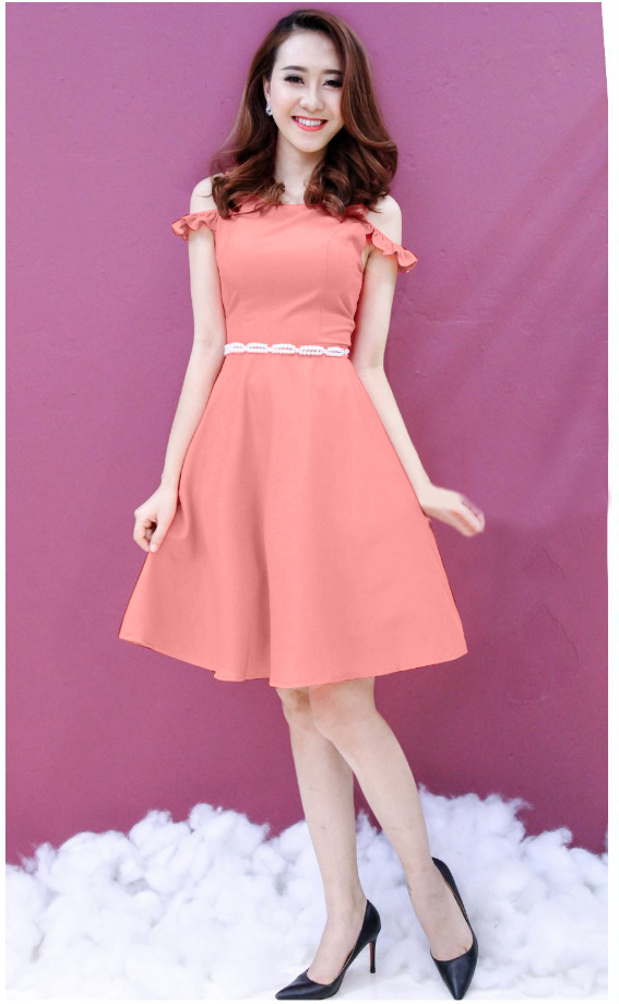 Đầm xòe màu hồng đẹp yêu kiều như Thu Thảo - DN183 - AloraShop21