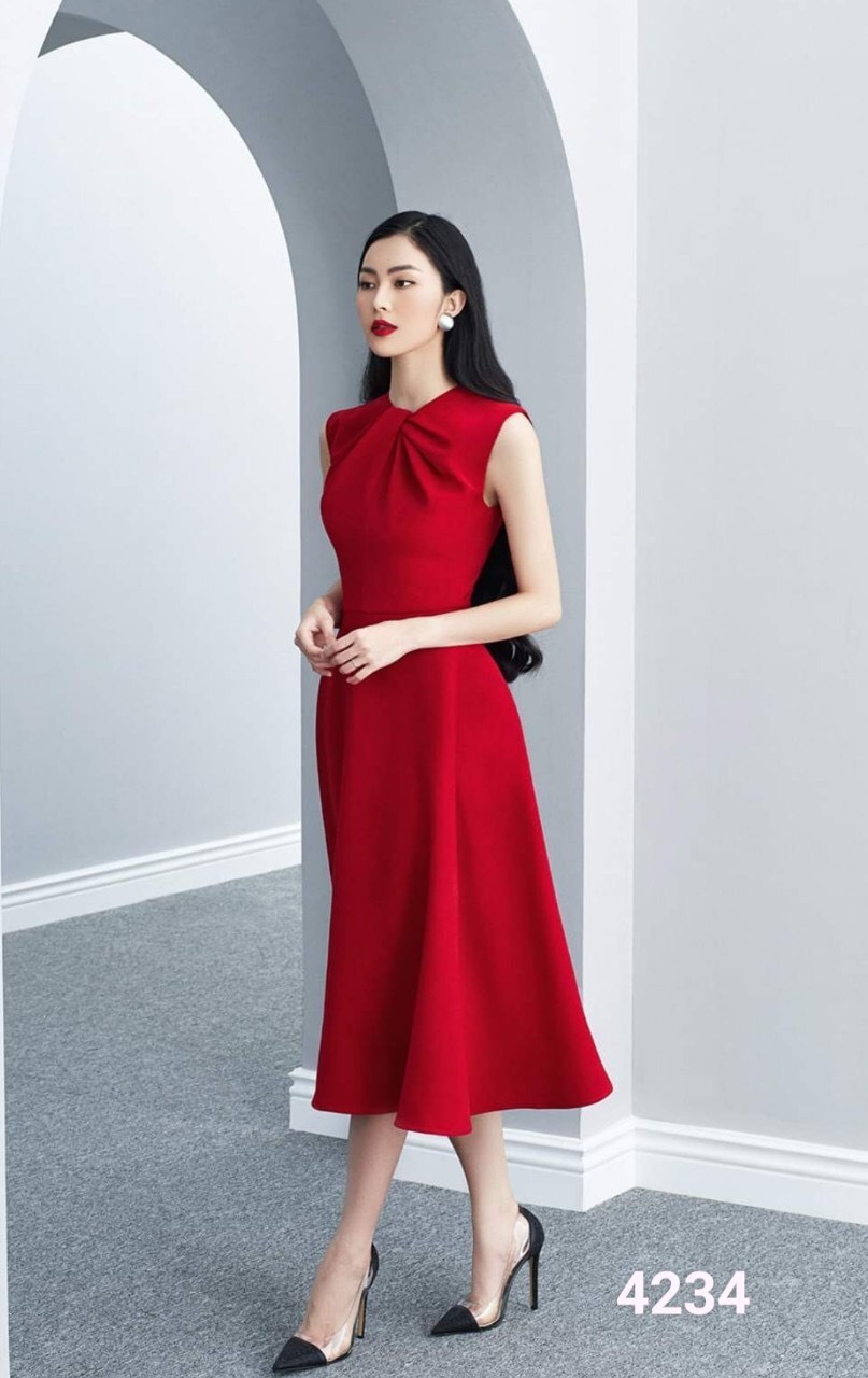 Đầm Xòe Tiểu Thư Màu Đỏ Dự Tiệc Sang Trọng | Đầm Xòe Đẹp