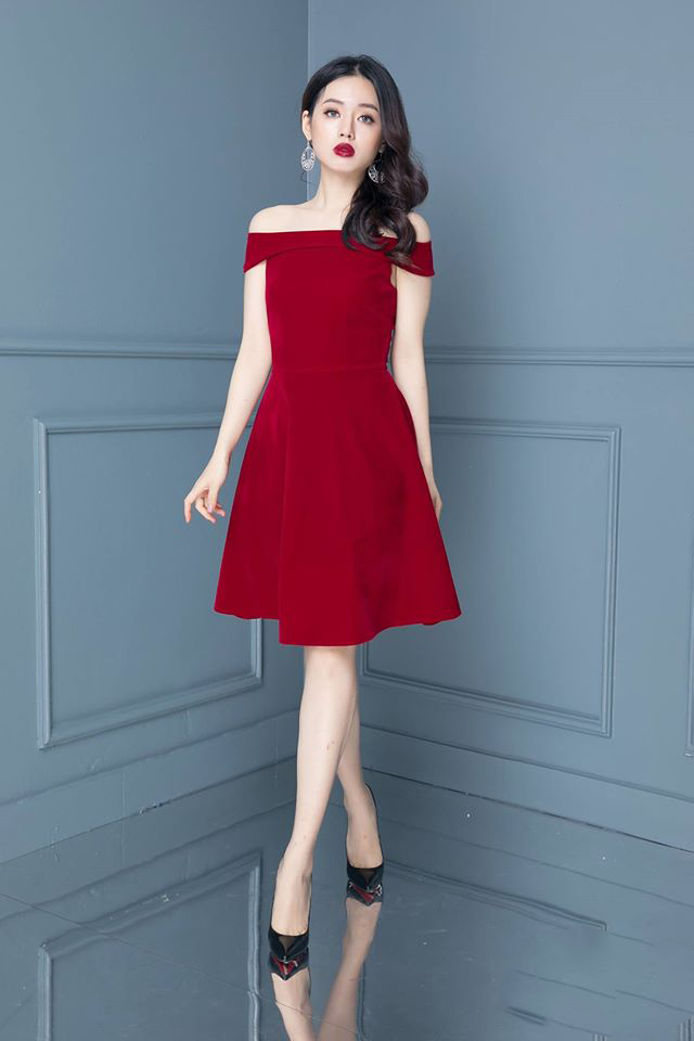 Đầm đỏ xòe vải lụa ý cao cấp  Bán sỉ thời trang mỹ phẩm