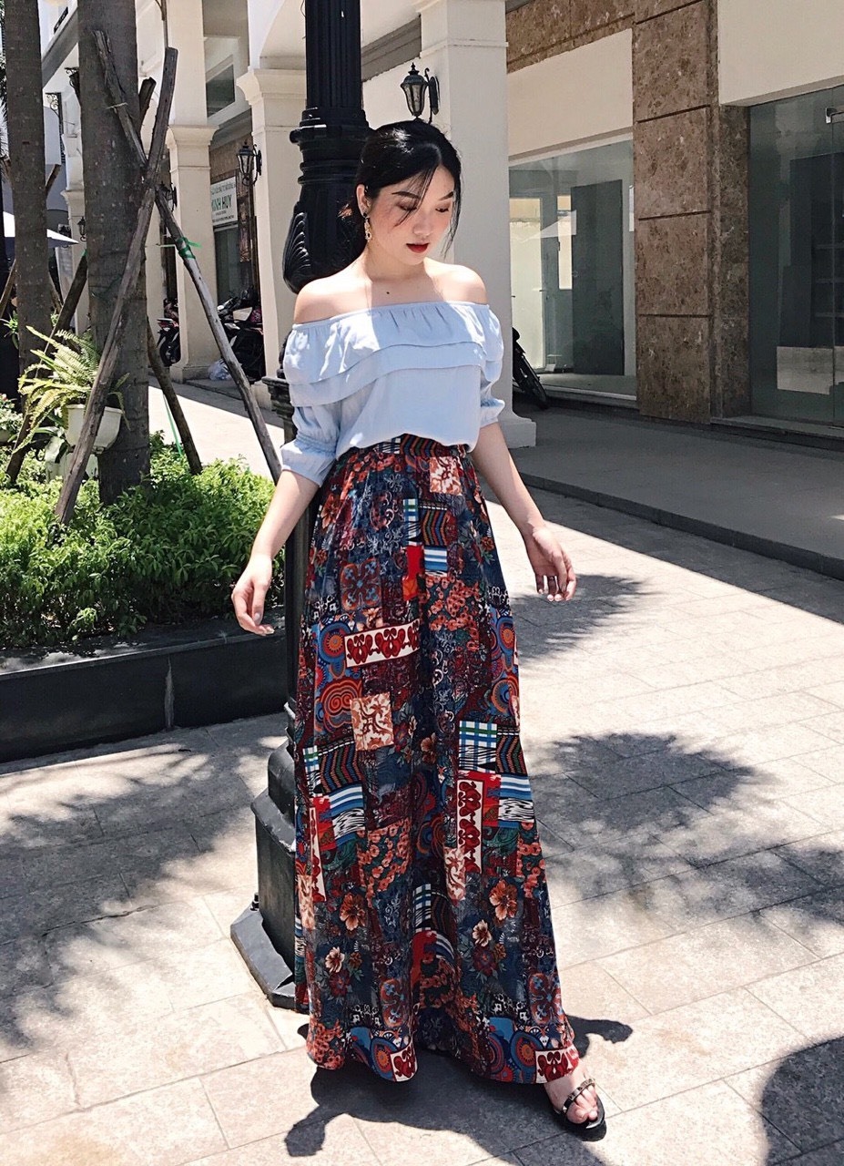  Áo trễ vai trắng mix cùng chân váy denim Siz  Fashion Korean  fashion Women